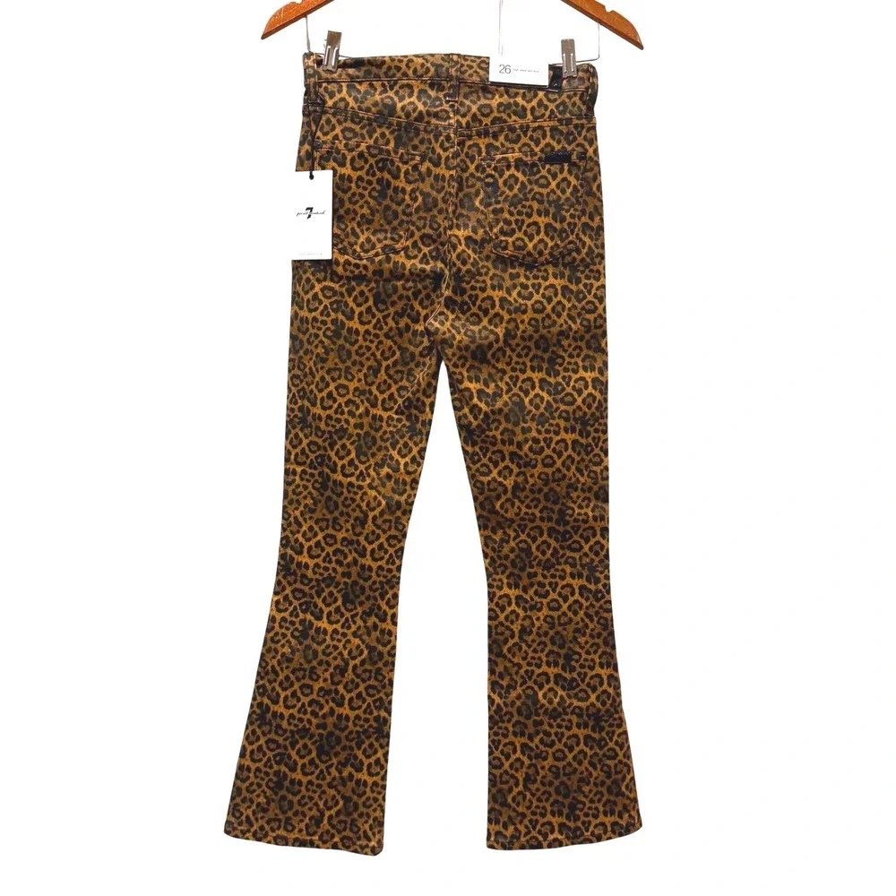 7 For All Mankind Womens‎ Leopard Print High Waist Slim Kick Jeans Size 26 NWT